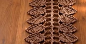 Crochet leaf table runner
